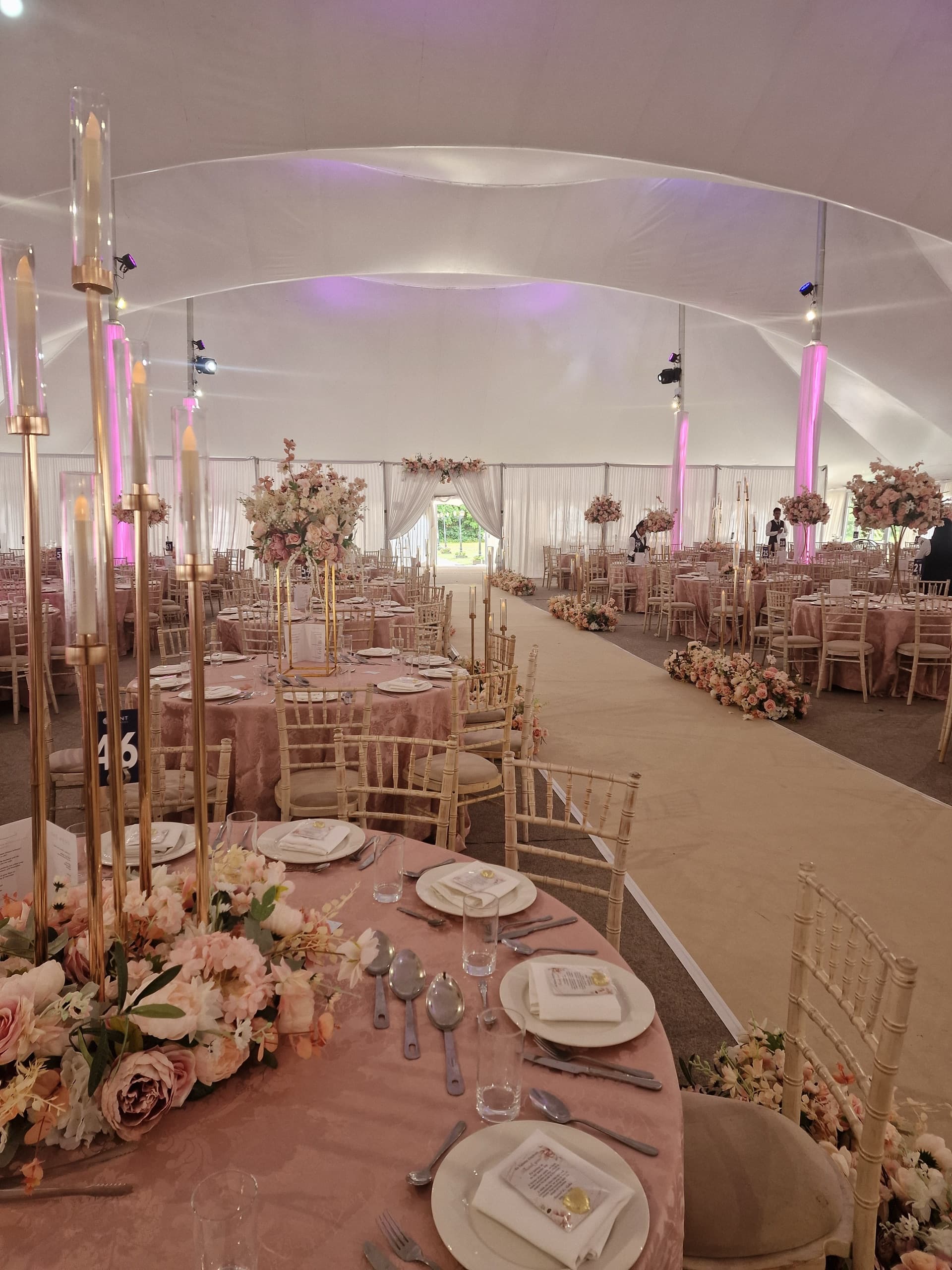 The Mega Marquee dressed for a wedding