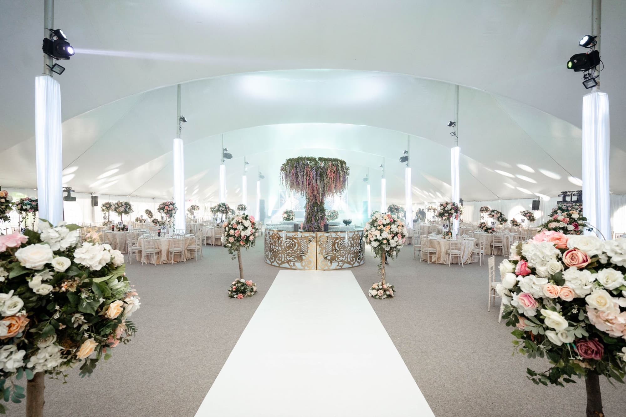 The Mega Marquee dressed for a celebration