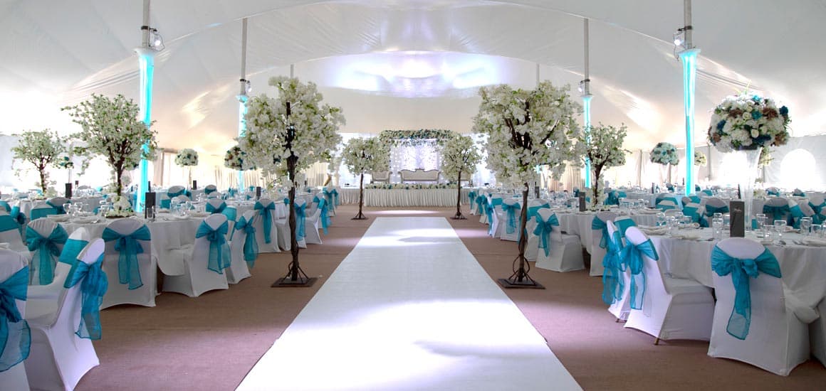 A vibrant Asian wedding celebration in the Mega Marquee