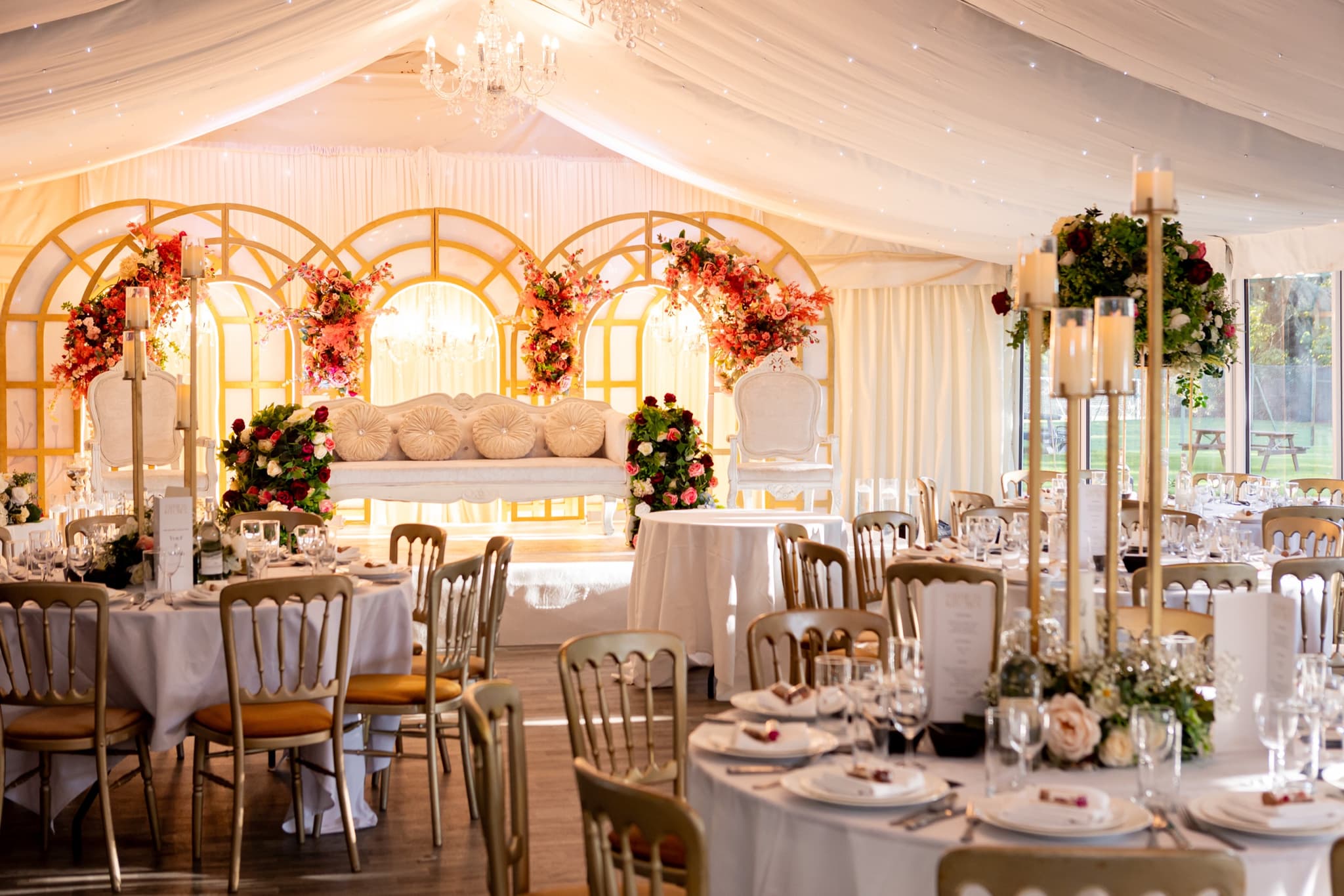 The Mini Marquee beneath its white canopy ceiling with soft uplighting